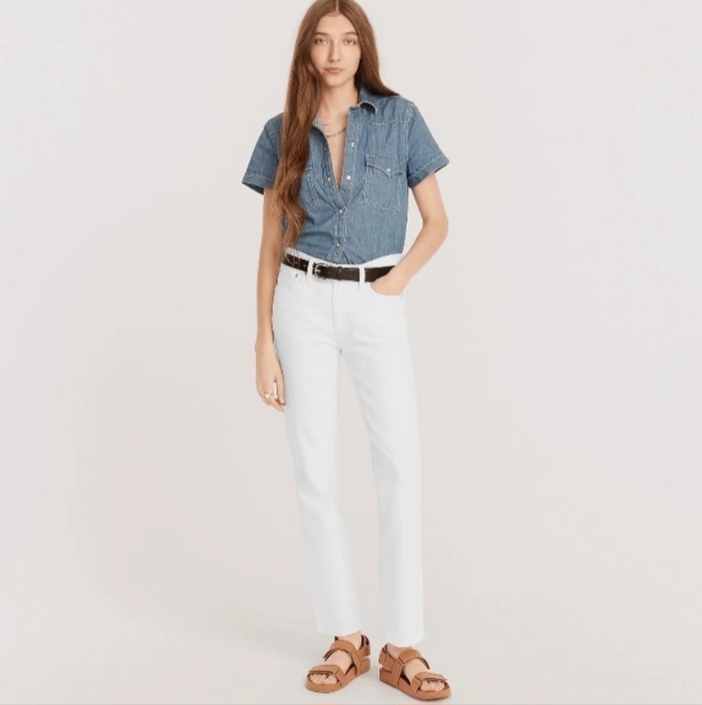 J. Crew White Vintage Slim Straight Denim Jeans Size 27 Tall 27T #BF520 NEW NWT